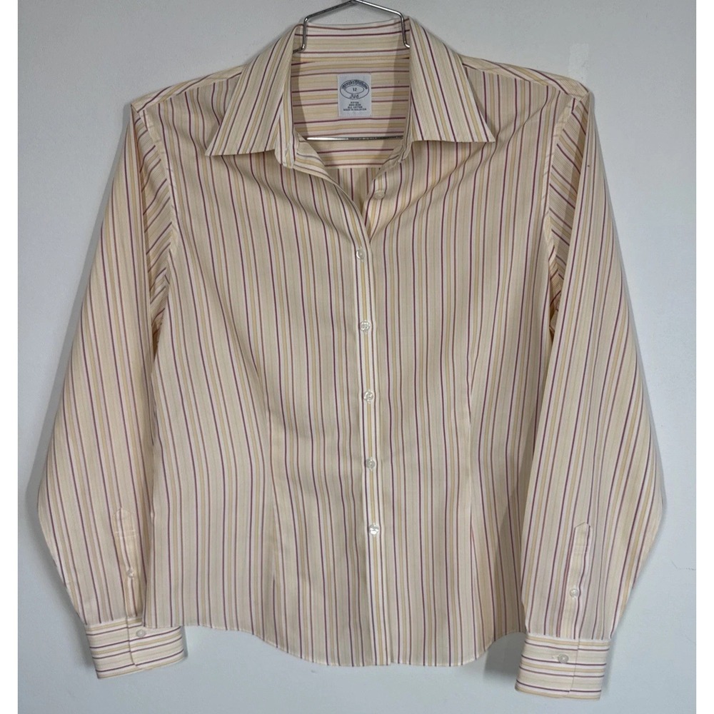 Brooks Brothers Fitted Non Iron‎ Striped Long Sleeve Button Up Shirt Women's 12